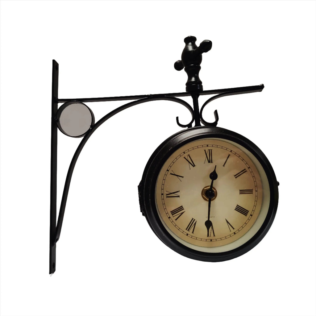 Station Clock 10cm Diameter Double Faced Metal Station Clock