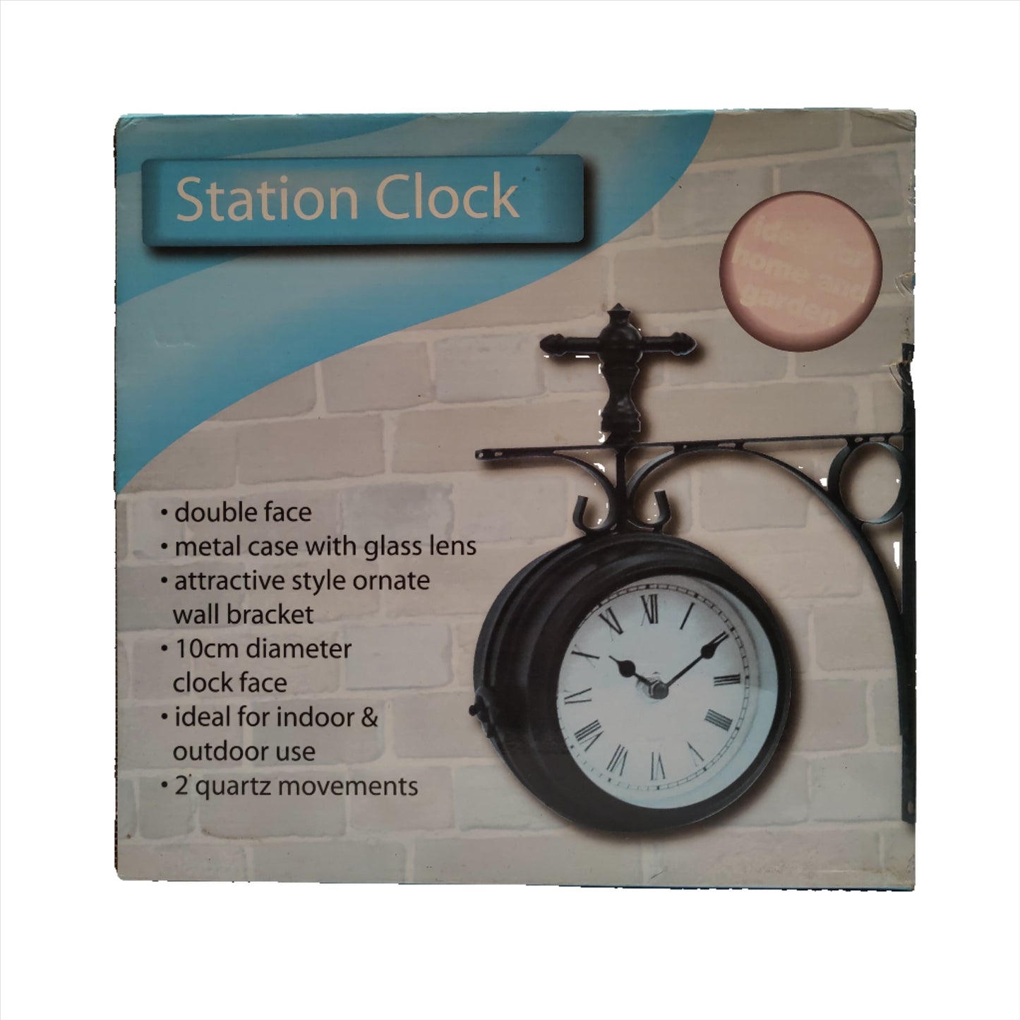 Station Clock 10cm Diameter Double Faced Metal