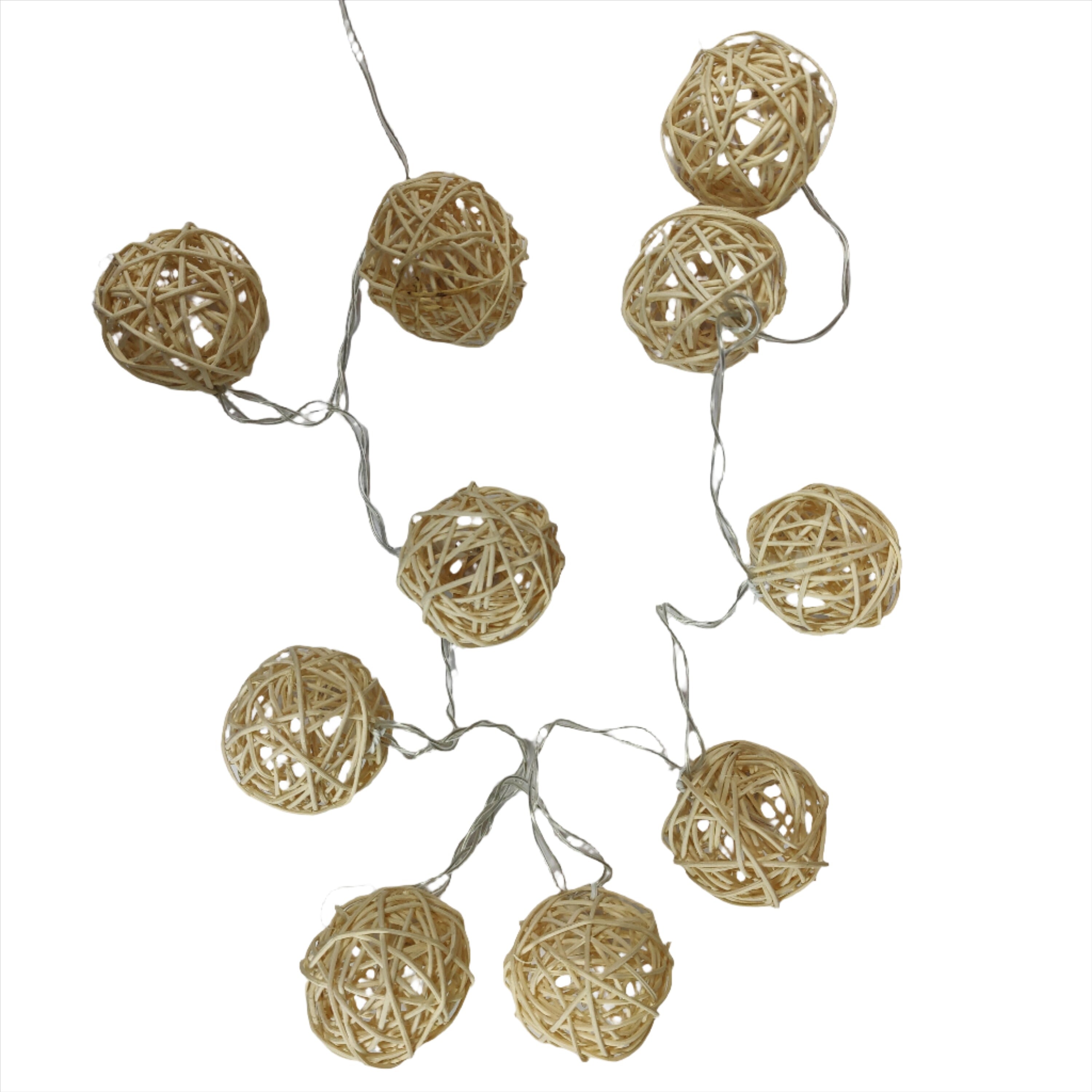 Festive 10 Rattan Ball Lights - Indoor/Outdoor Use