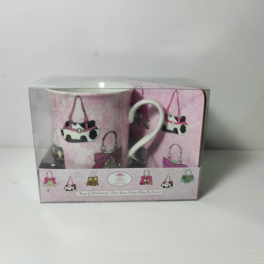 Handbag "Bags of Distinction" Fine Bone China Mug & Coaster Tanat Supplies