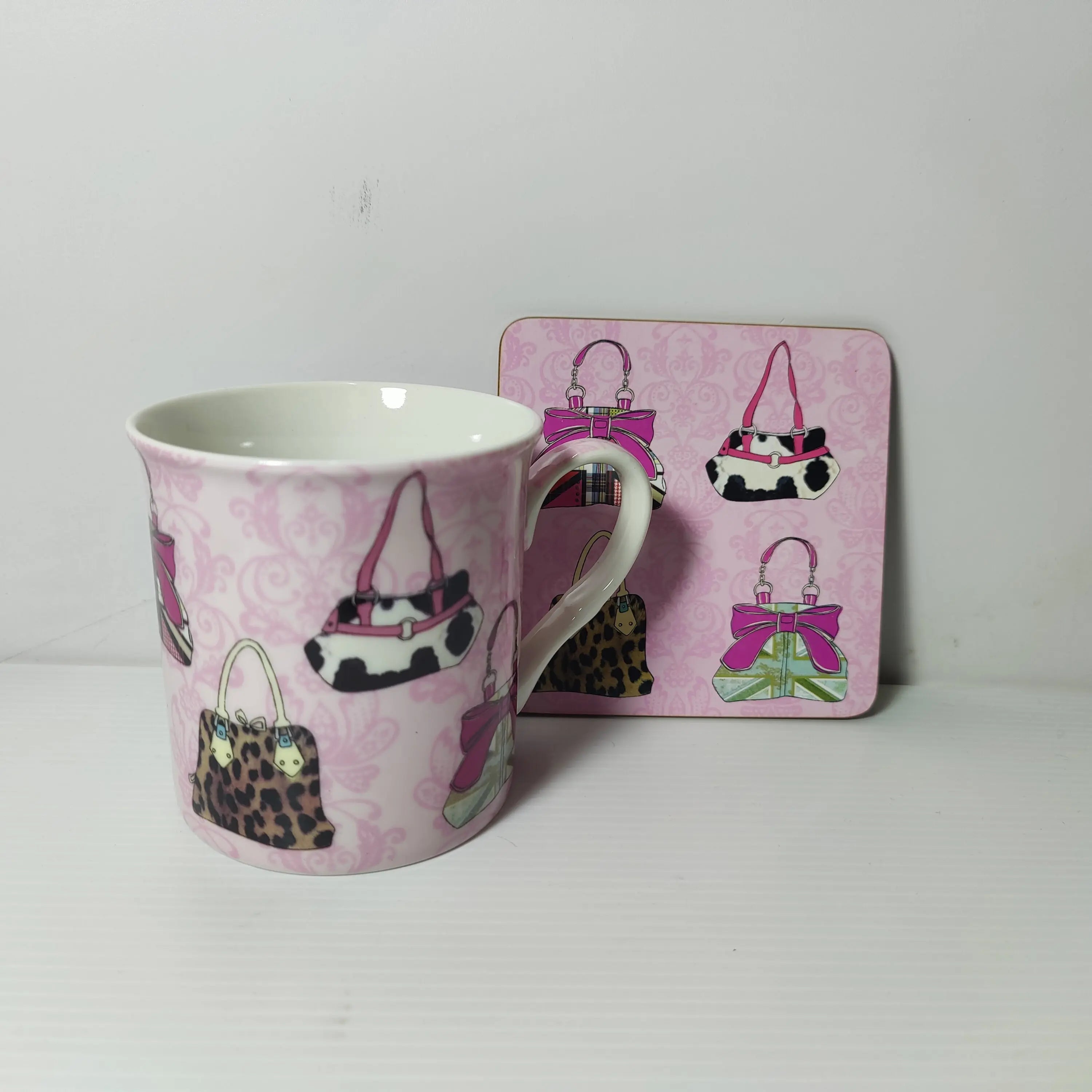 Handbag "Bags of Distinction" Fine Bone China Mug & Coaster Tanat Supplies
