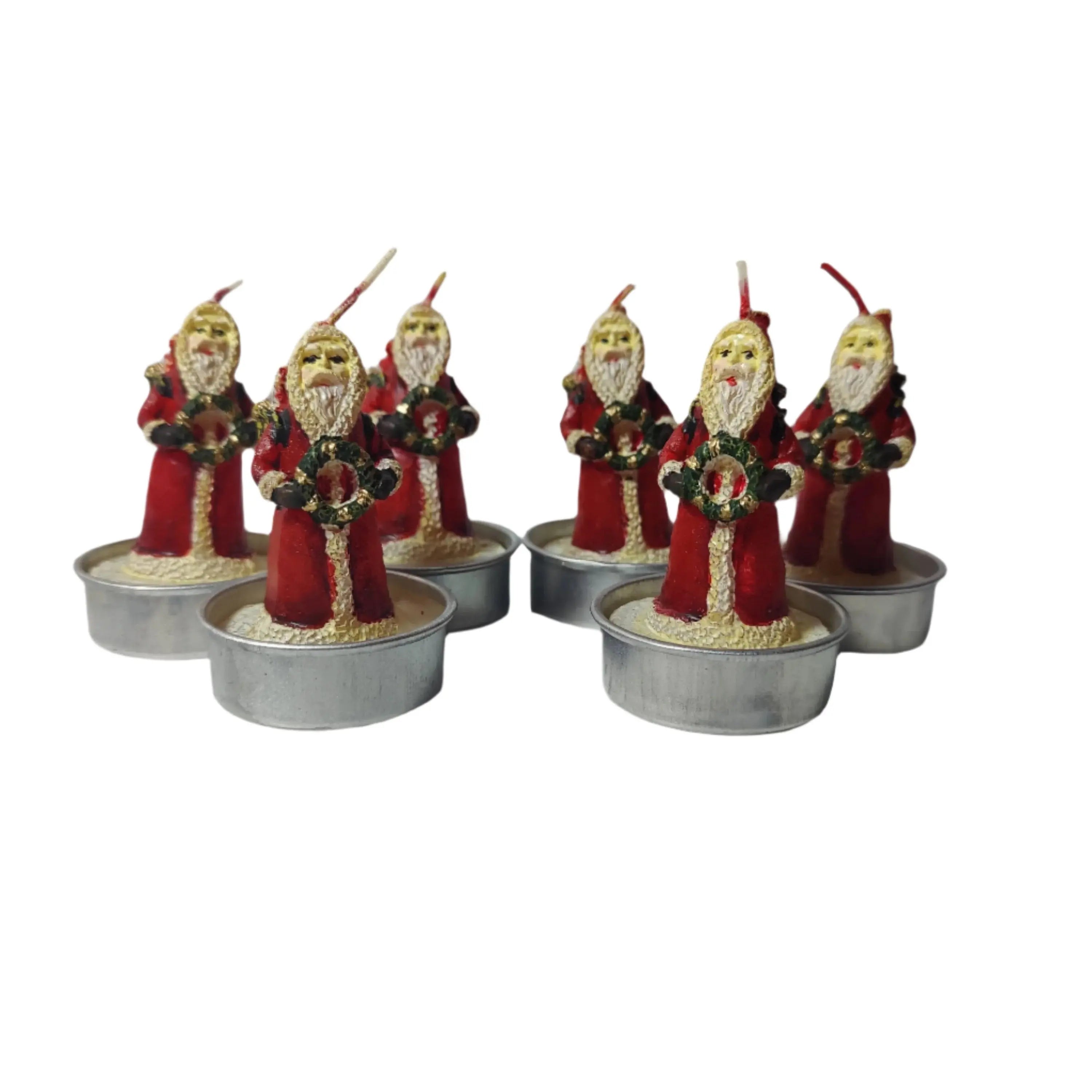 Christmas Santa with Wreath Tea Lights - Pack of 6 Tanat Supplies