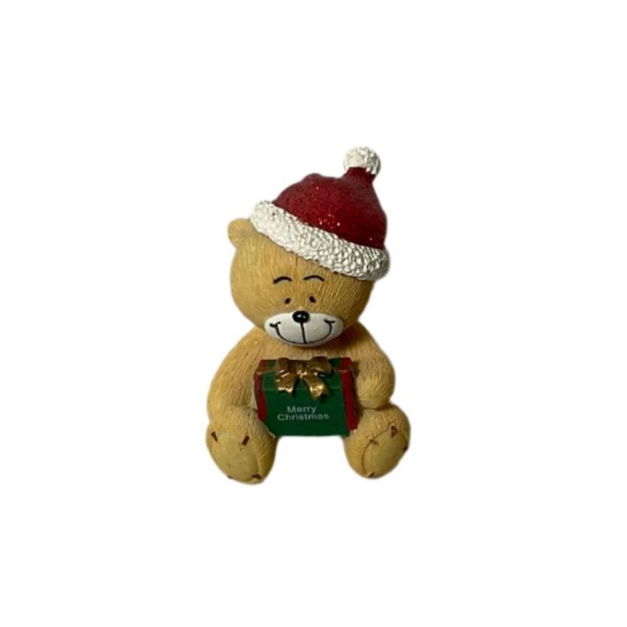 Mini Chirstmas Bear Ornament - Green Rectangle Present Tanat Supplies