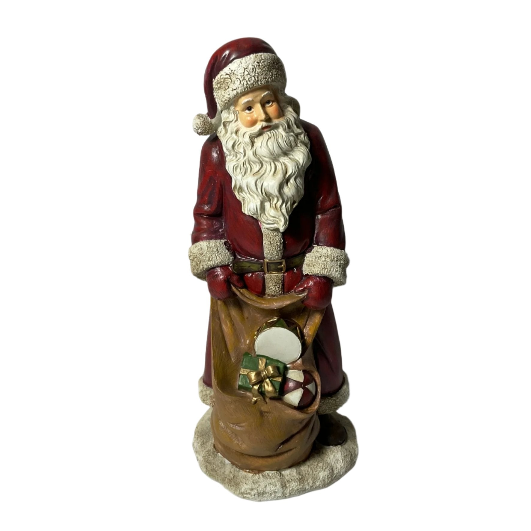 Traditional Santa Christmas Ornament - Holding Sack of Presents Tanat Supplies