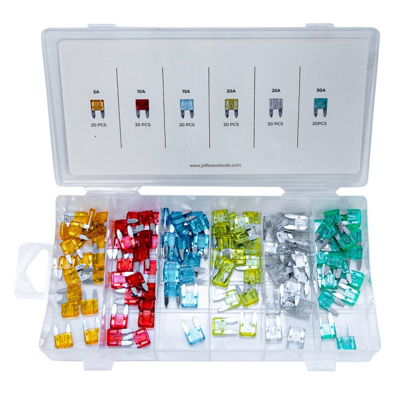 Jefferson Mini Auto Blade Fuses - Pack of 120 Jefferson Tools