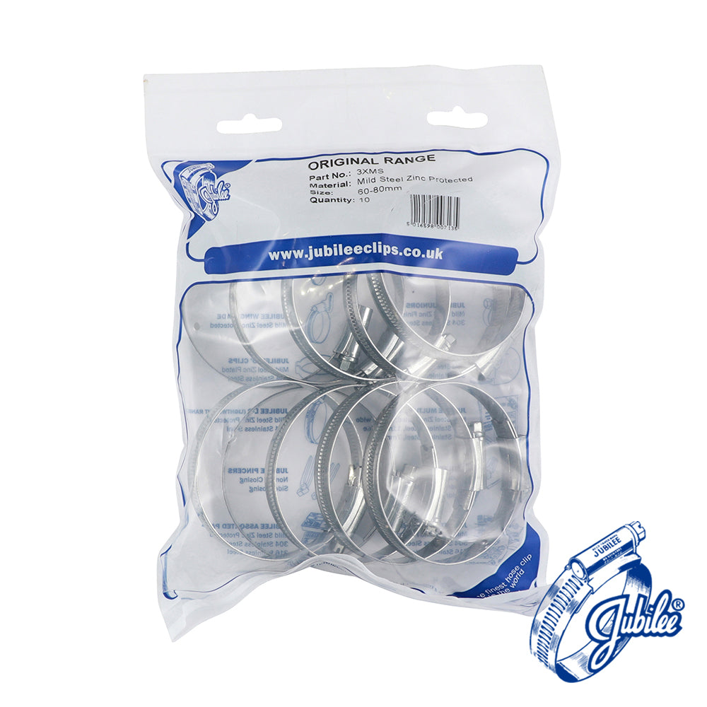 Jubilee Clip Mild Steel - Box - 3XMS / 60 - 80mm - 10 PCS