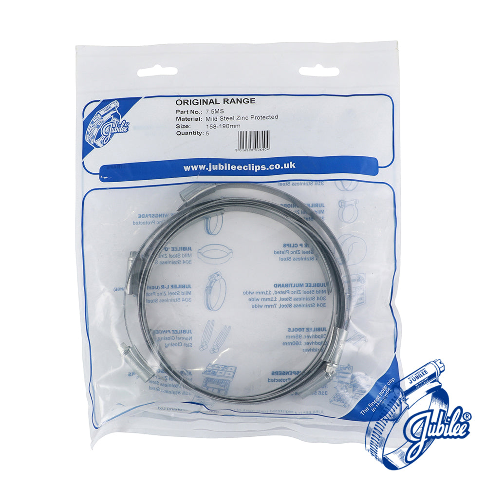 Jubilee Clip Mild Steel - Box - 75MS / 158 - 190mm - 5 PCS