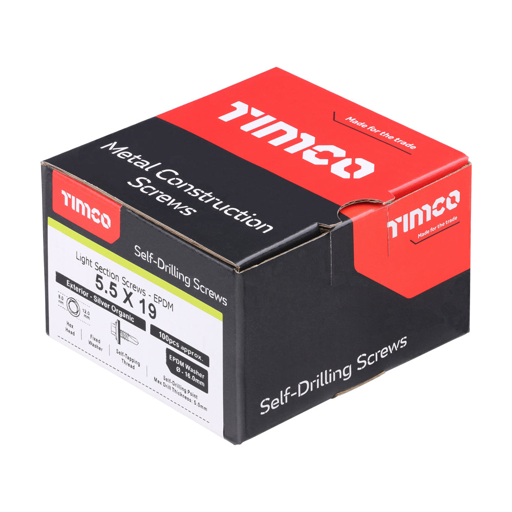Hex Screw W16 S/DRILL No3 EXT - 5.5 x 19 | Box of 100