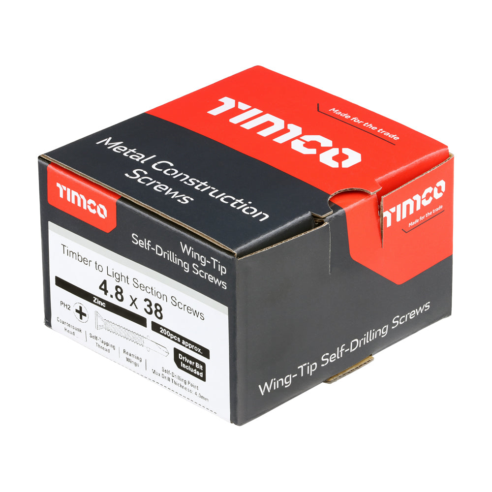 WingTip Screw S/DRILL No3 Zinc - 4.8 x 38 | Box of 200