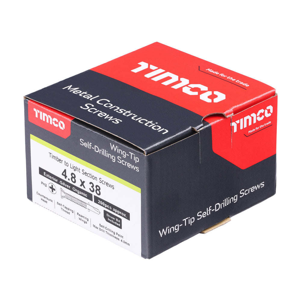 WingTip Screw S/DRILL No3 EXT - 4.8 x 38 | Box of 200
