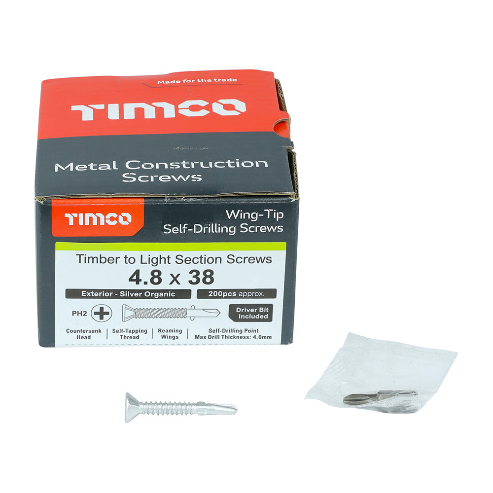 WingTip Screw S/DRILL No3 EXT - 4.8 x 38 | Box of 200