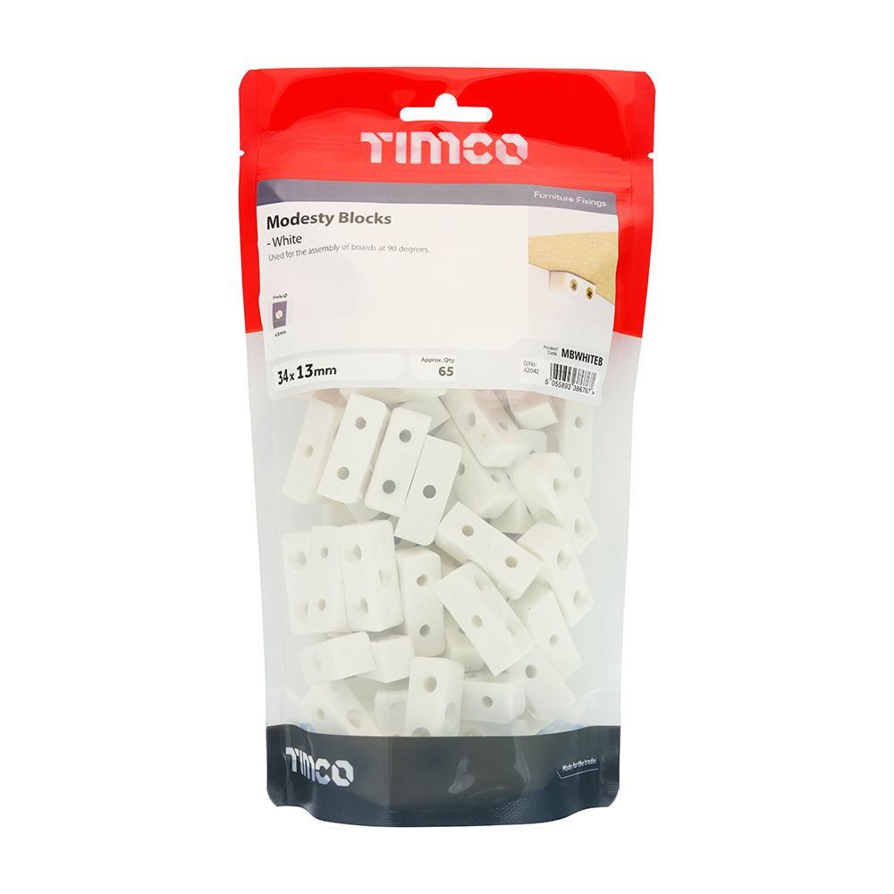 Modesty Block - White - 34 x 13 x 13 | TIMpac of 10