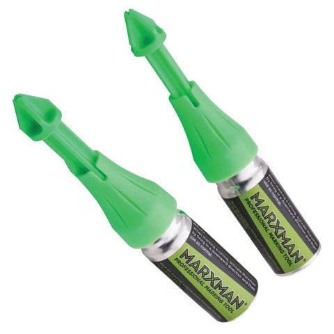 Two green hairdressing tools with 'Marxman' branding on a white background