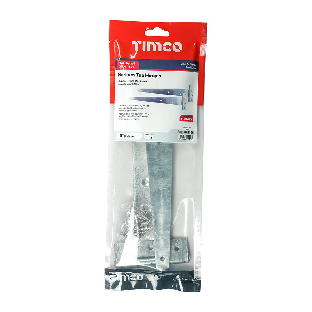 Medium Tee Hinge Pair HDG - 10" | Plain Bag