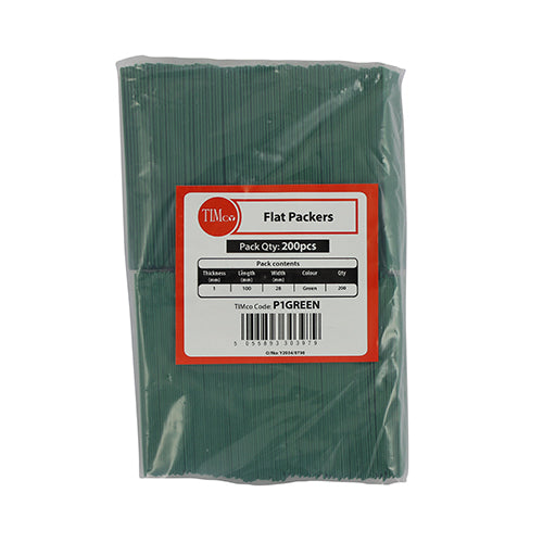 Flat Packers - Green - 100 x 28 x 1 | Bag of 200