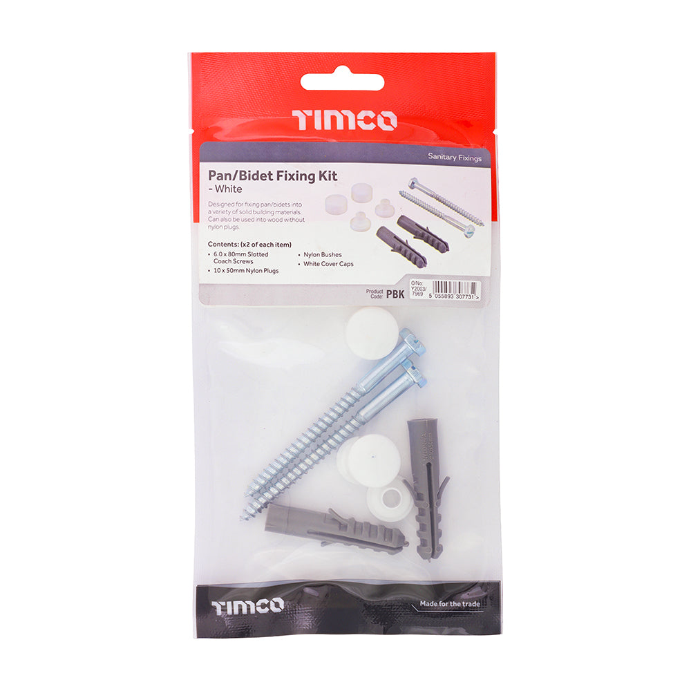 Pan / Bidet Fixing Kit - White - Pan Kit | TIMpac of 2