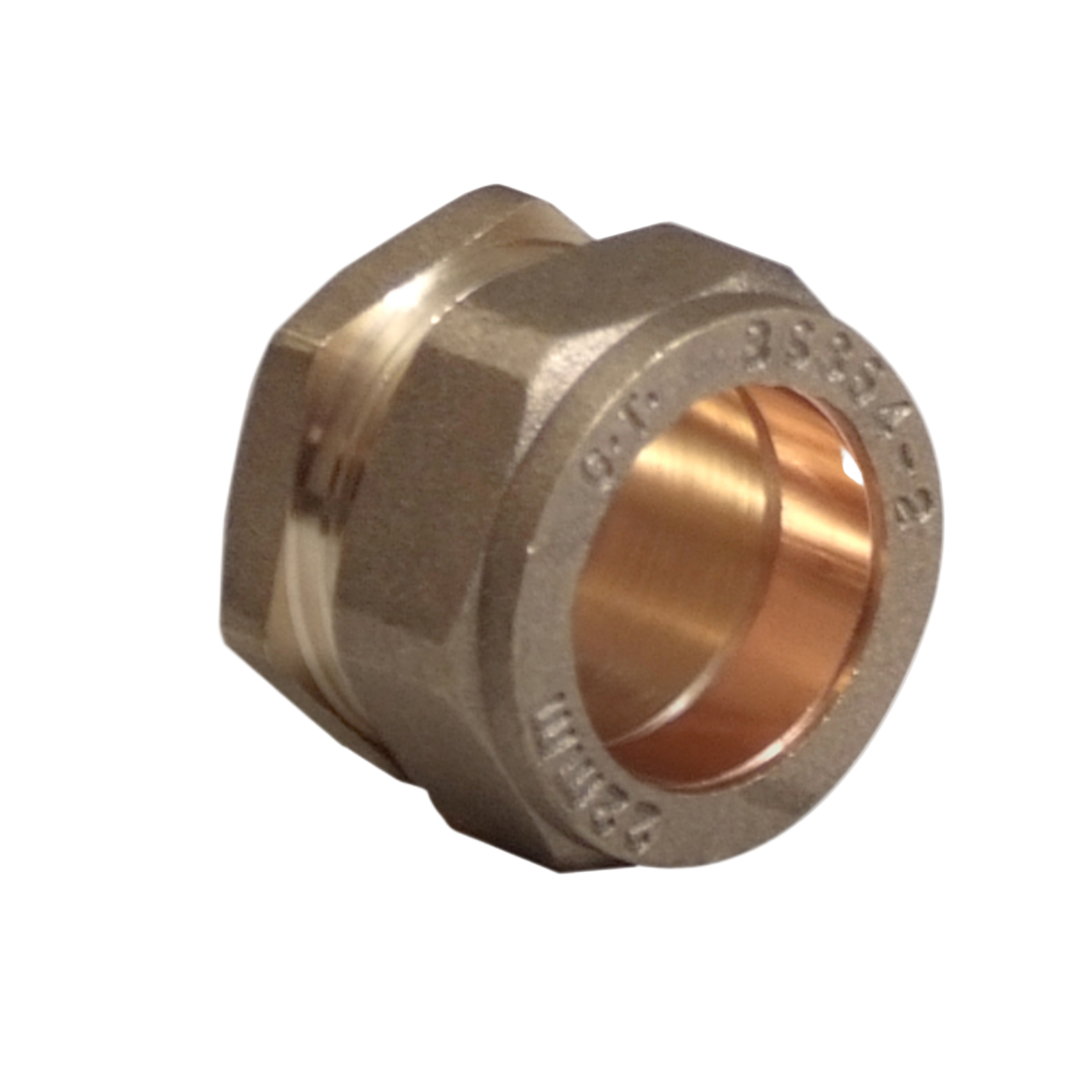 Brass Endcap fitting on a white background