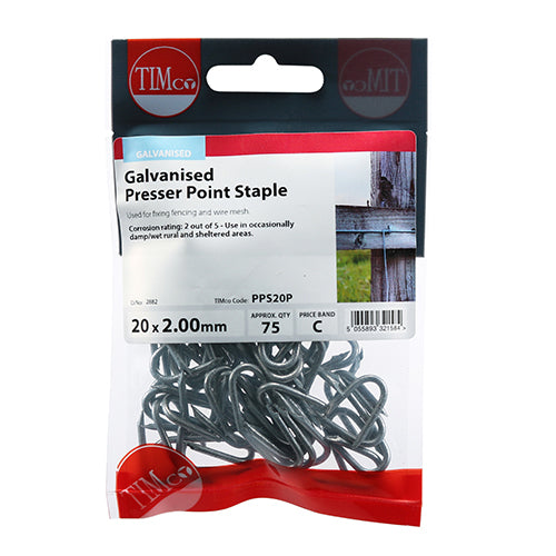 Presser Point Staple - Galv - 20 x 2.00 | TIMpac of 75