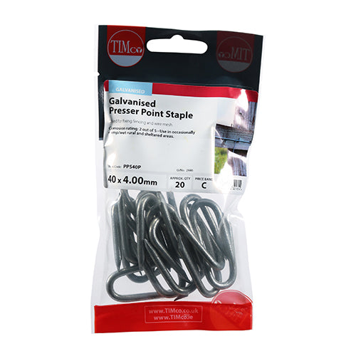 Presser Point Staple - Galv - 40 x 4.00 | TIMpac of 20