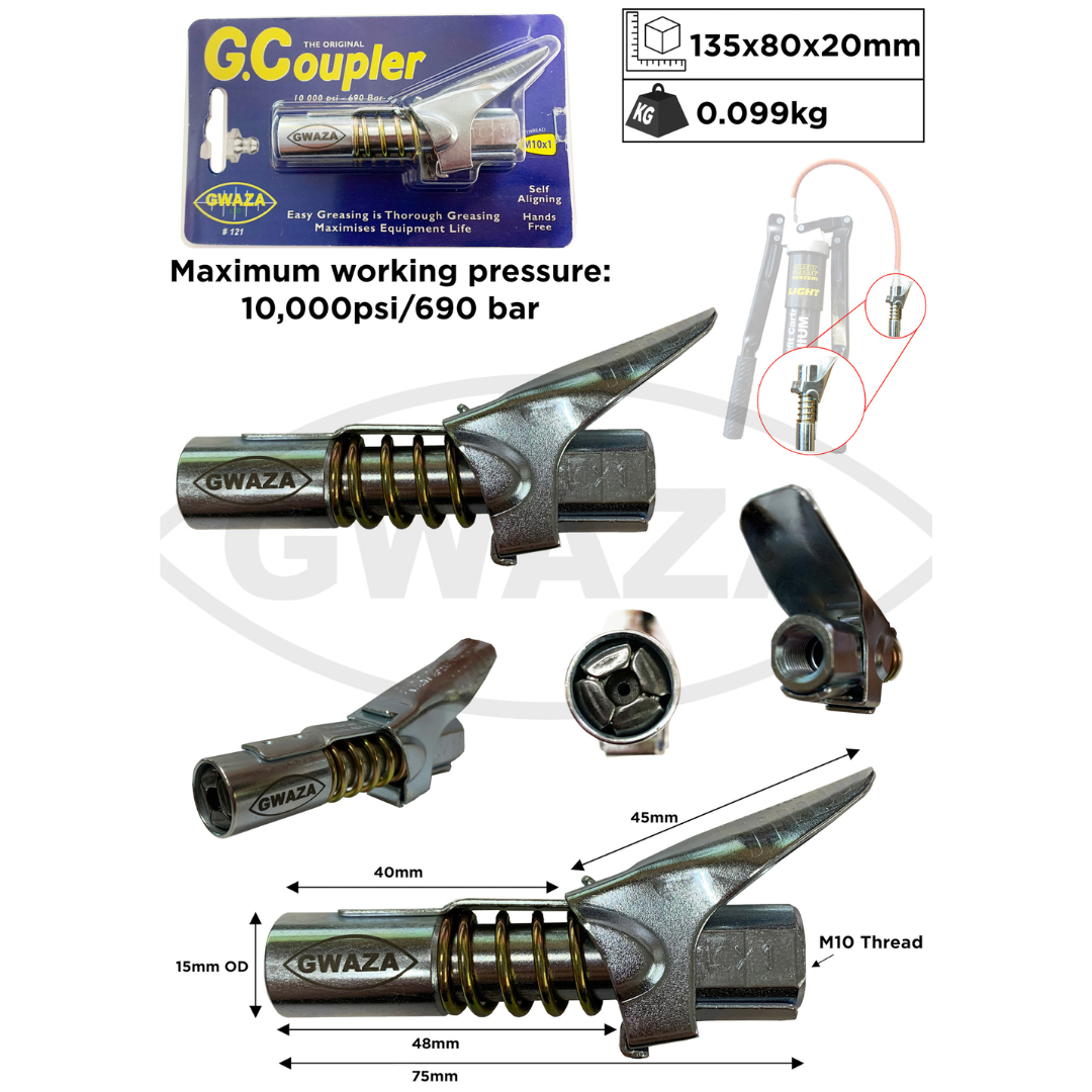 Gwaza Grease Gun G Coupler - M10