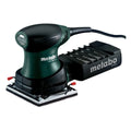 Metabo FSR 200 Intec Orbital Sander, showing a handheld sander with a green body and black details, including a dust collection cartridge.