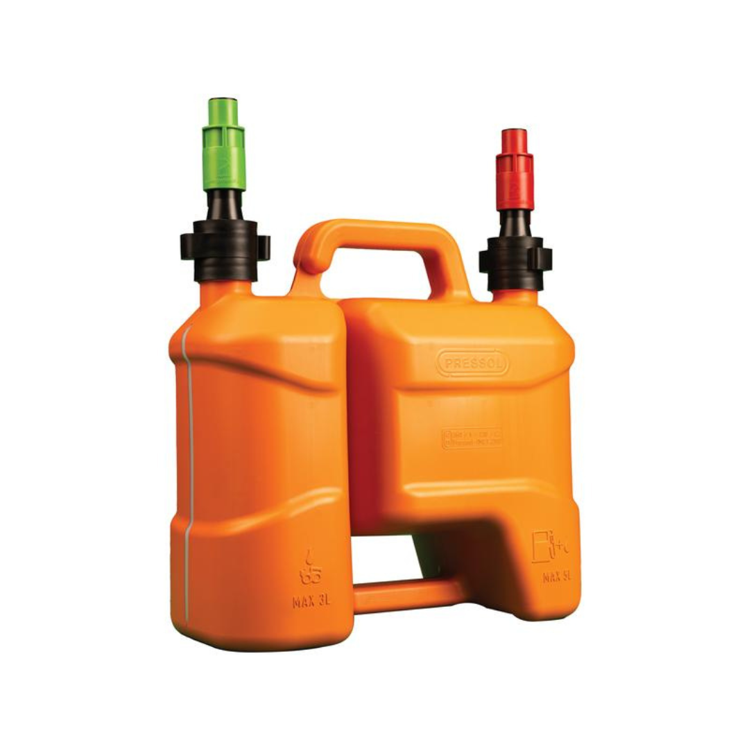 Pressol Combination Can, 5ltr(s) Fuel, 3ltr(s) Chain Oil, with Automatic Fill