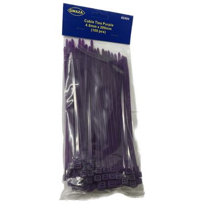 Cable Ties Purple 4.8mm x 200mm (100 pcs)