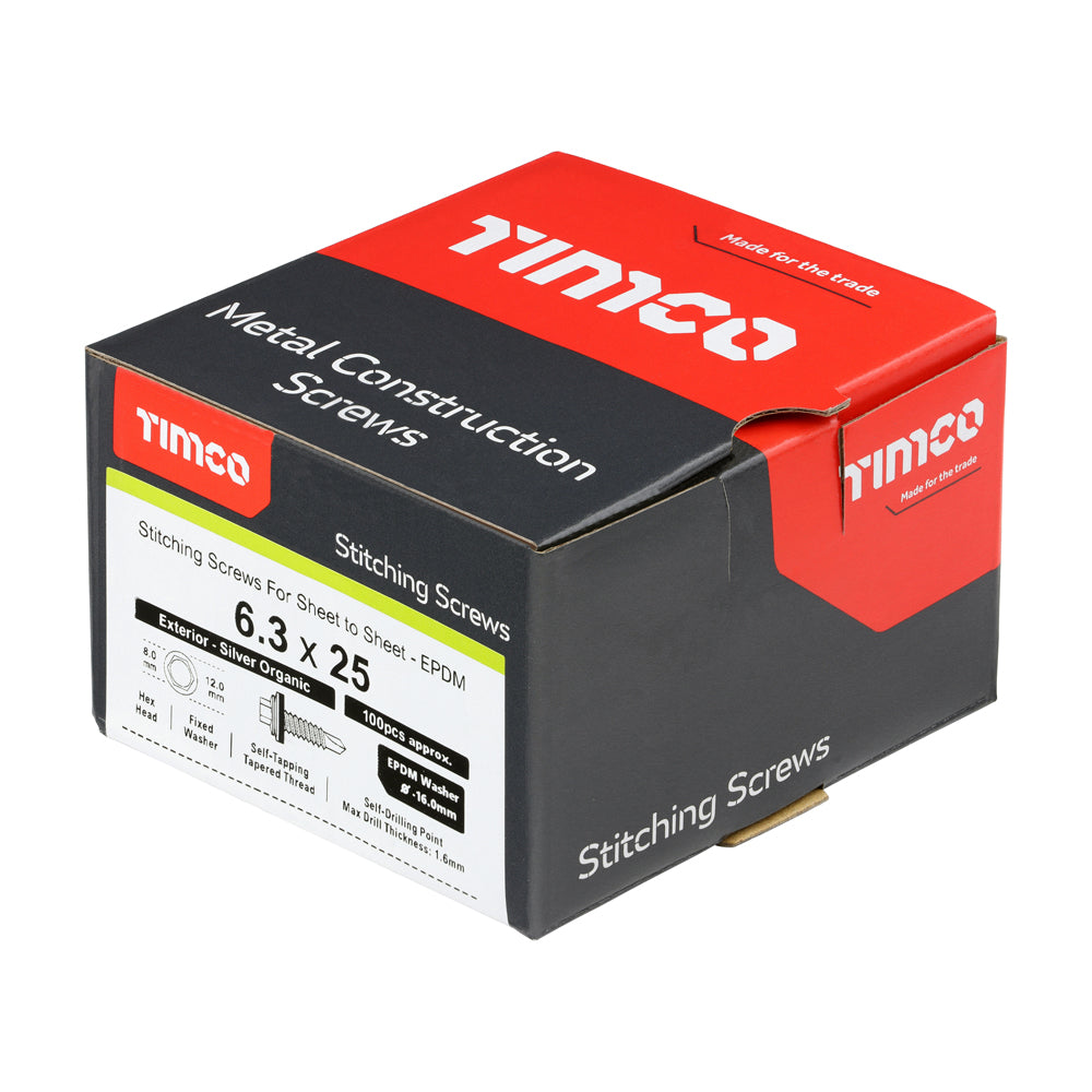 Stitch Screw HEX W16 No2 EXT - 6.3 x 25 | Box of 100