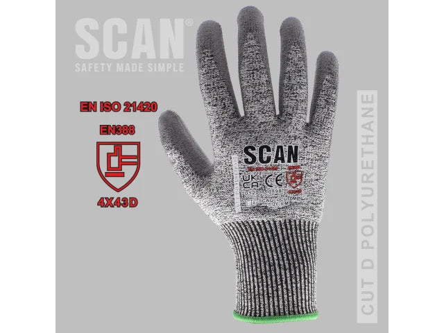 Scan PU Palm Cut D Gloves - XXL Scan