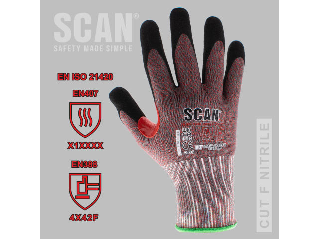 Scan Nitrile Palm Cut F Gloves - L Scan
