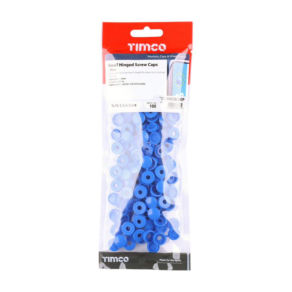 Small Hinged Screw Cap - Blue - To fit 3.0 to 4.5 Screw | TIMpac of 100