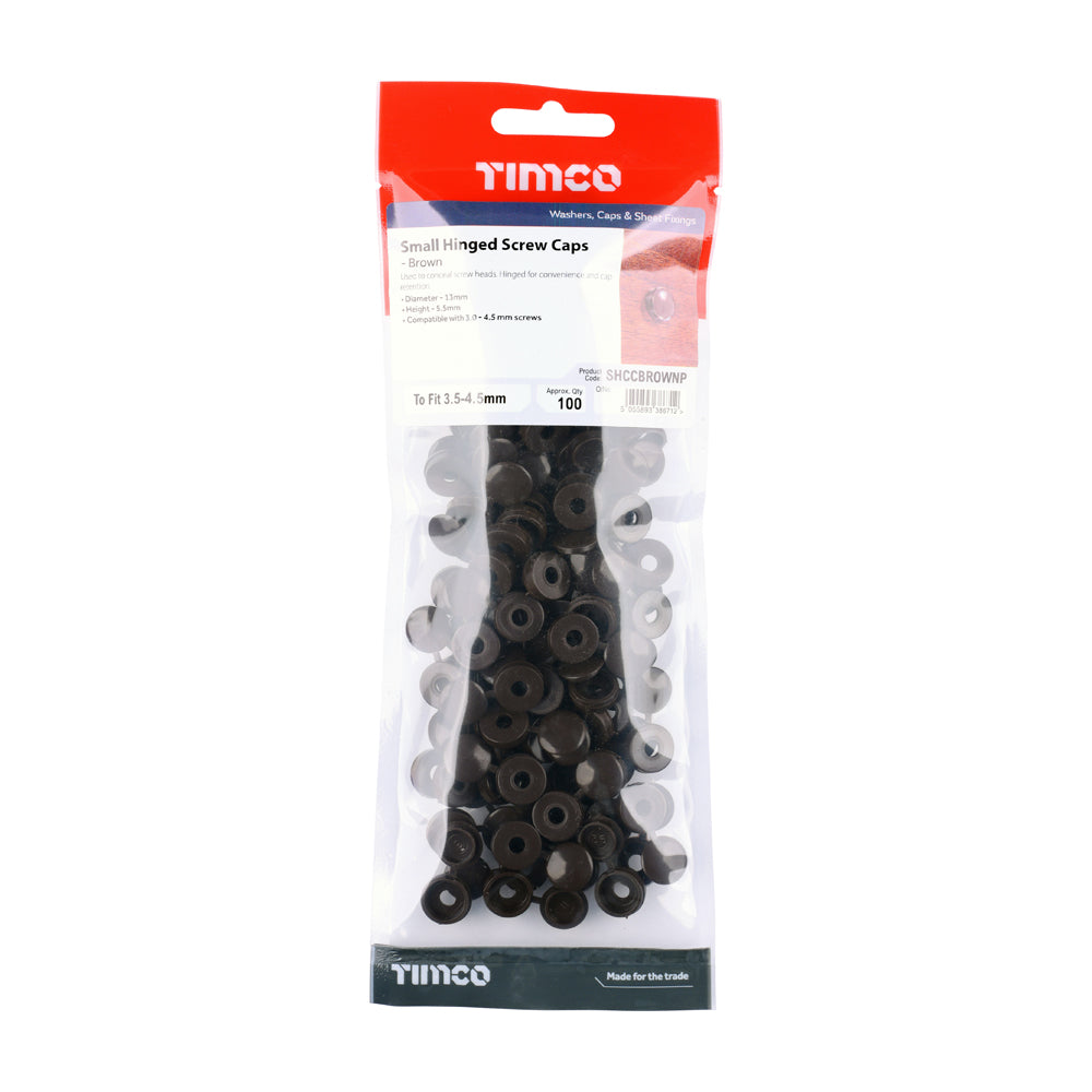 Small Hinged Screw Cap - Brown - To fit 3.0 to 4.5 Screw | TIMpac of 100