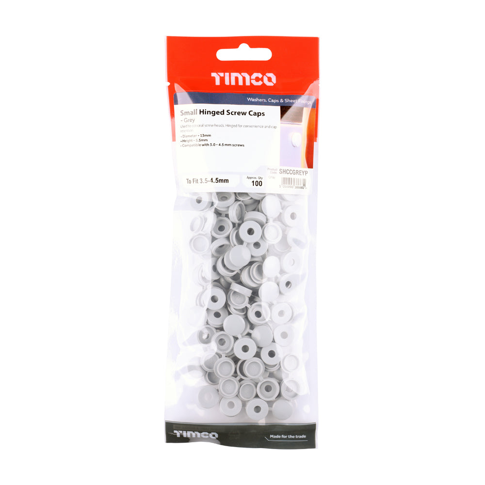 Small Hinged Screw Cap -L Grey - To fit 3.0 to 4.5 Screw | TIMpac of 100