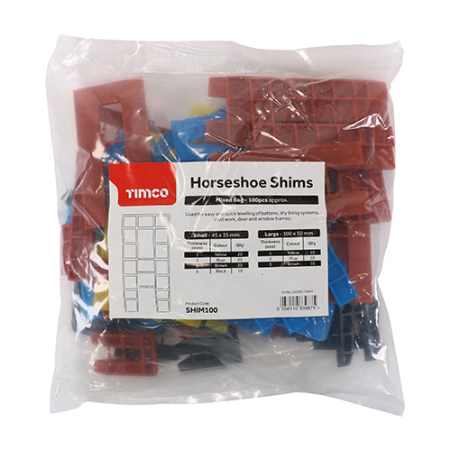 Assorted Horseshoe Shims - 1.0, 3.0, 5.0, 6.0mm | Bag of 100