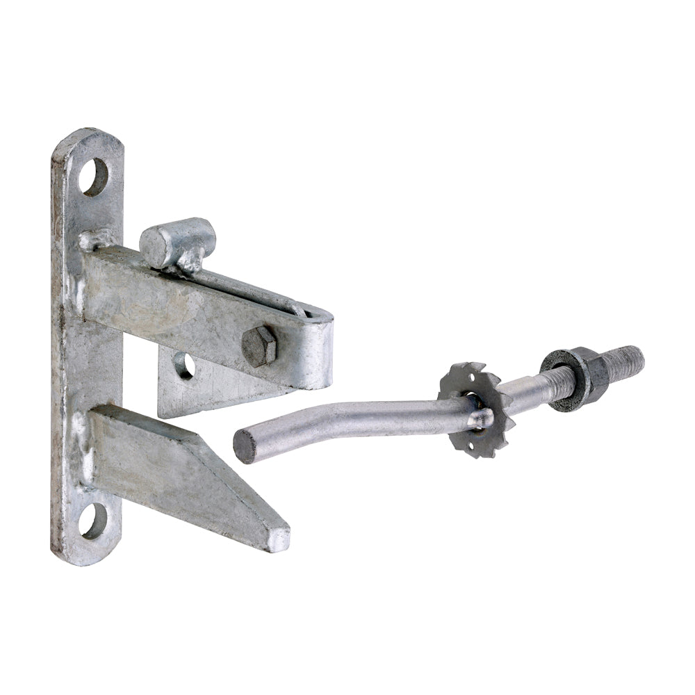 Self Locking Gate Catch With Cranked Striker - Hot Dipped Galvanised 120mm