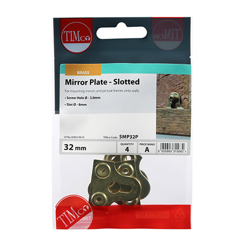Mirror Plate - Slotted - 32mm | TIMpac of 4