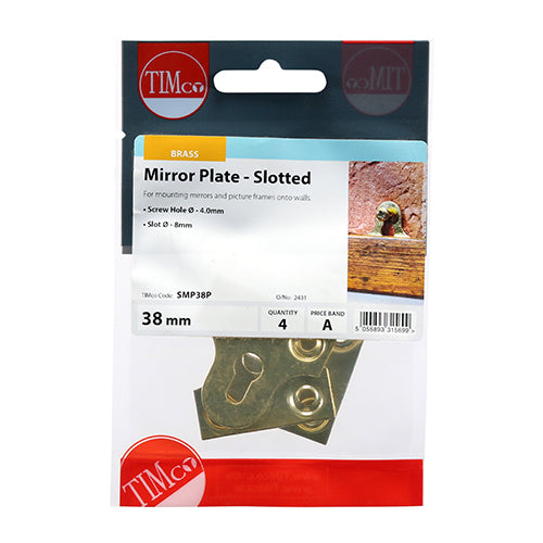 Mirror Plate - Slotted - 38mm | TIMpac of 4