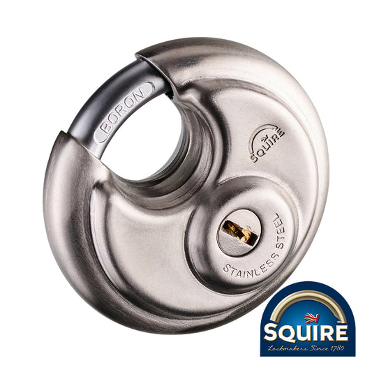 Stainless Steel Disc Padlock - DCL1 - Diameter mm 70 - Shackle Dia. mm 9.5 - Shackle Clearance Size W x H mm 17 x 17.5