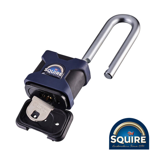 Stronghold Padlock - 2.5" Long Shackle - SS50S/2.5 - Size W x D mm 50 x 65 - Shackle Dia. mm 10 - Shackle Clearance Size W x H mm 22 x 65