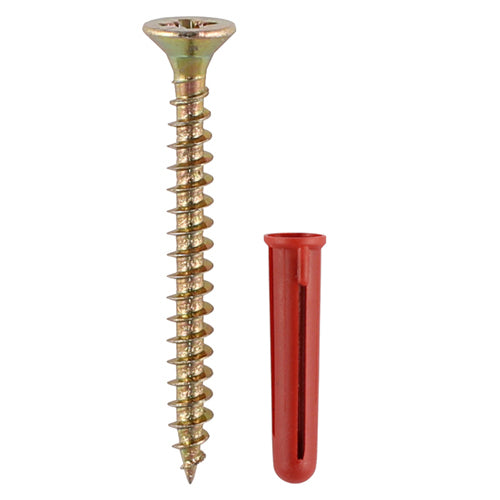 Screws & Red Plastic Plugs - 30mm Red Plug, 4.0x40 Screw | TIMbag of 200