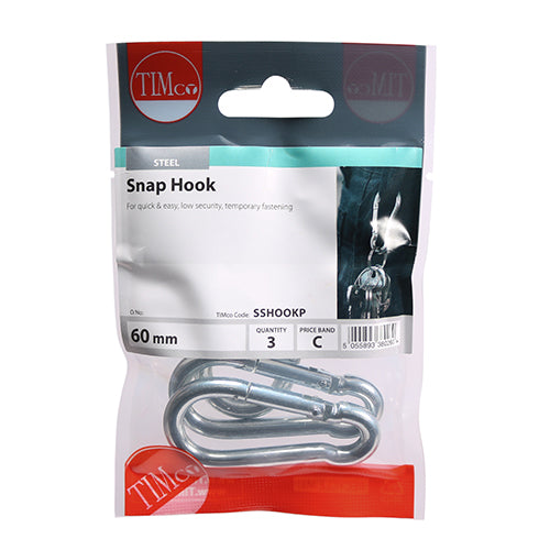 Snap Hooks - Steel - 60mm | TIMpac of 3
