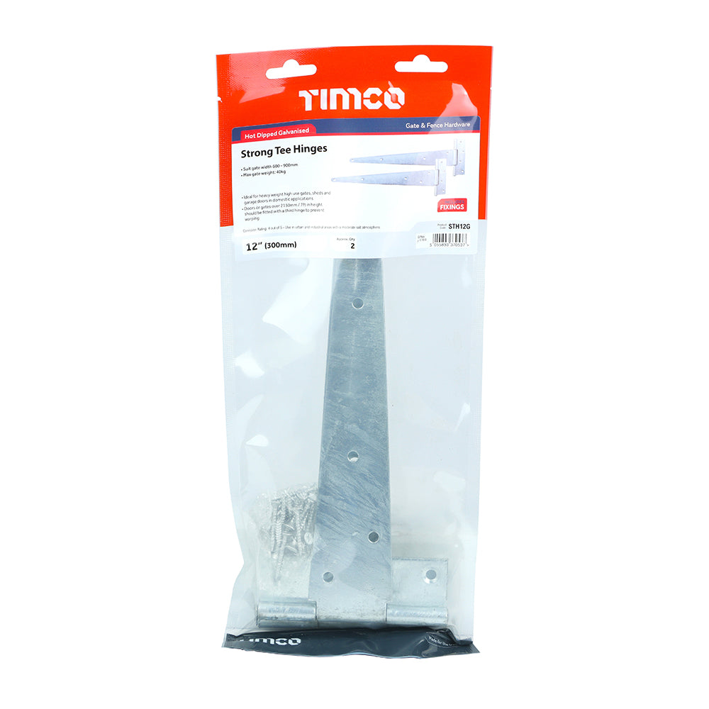 Strong Tee Hinge Pair HDG - 12" | Plain Bag