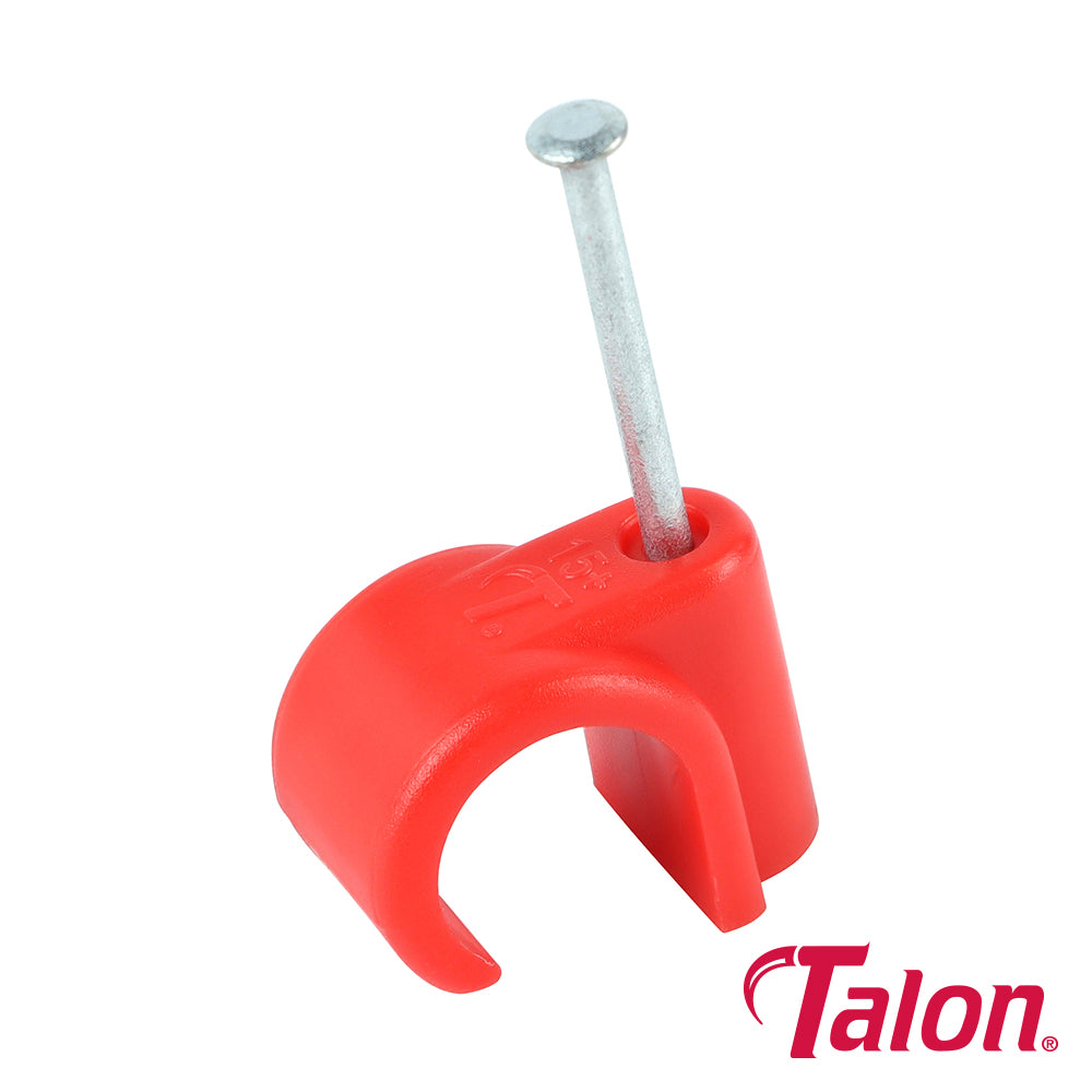 Nail In Pipe Clip - Red - 15mm | Bag of 100