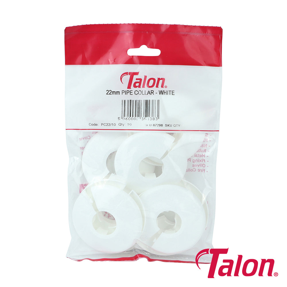 Pipe Collar - White - 22mm | Bag of 10