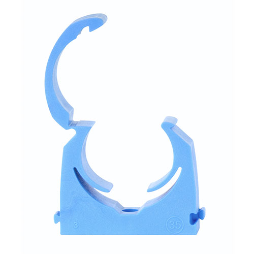 MDPE Hinged Pipe Clip - Blue - 20mm | Bag of 10