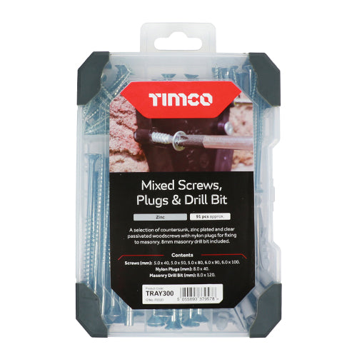 Mix Screws Plug Drill Bit Zinc - 91pcs | Tray of 91