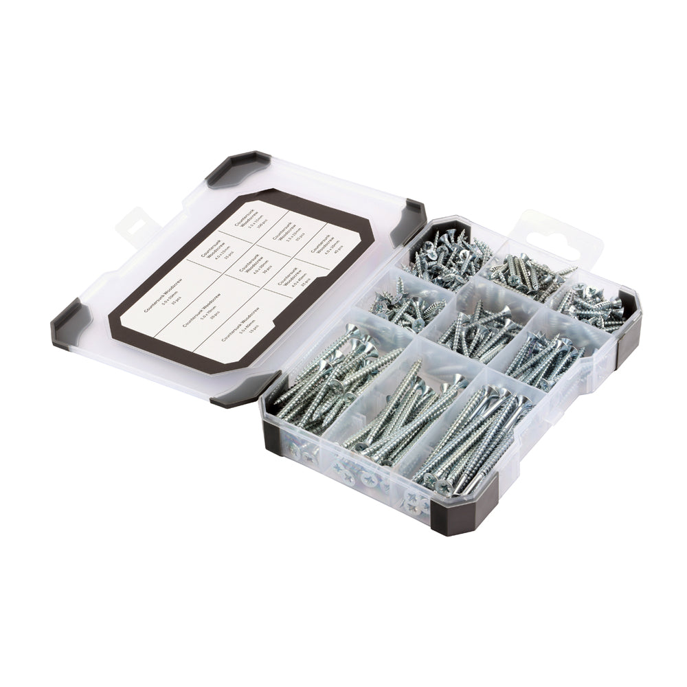 Mix Woodscrews Zinc - 340pcs | Tray of 340