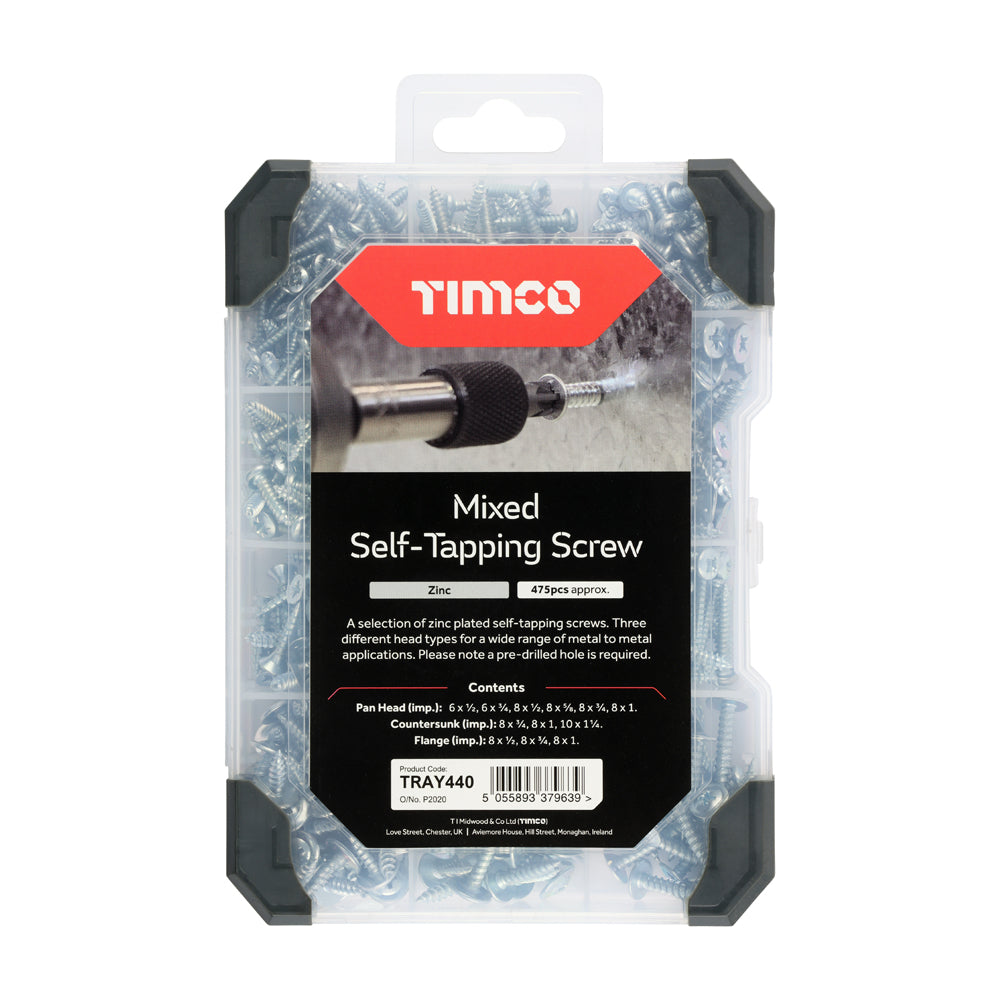 Mix Self-Tapping Screws Zinc - 475pcs | Tray of 475