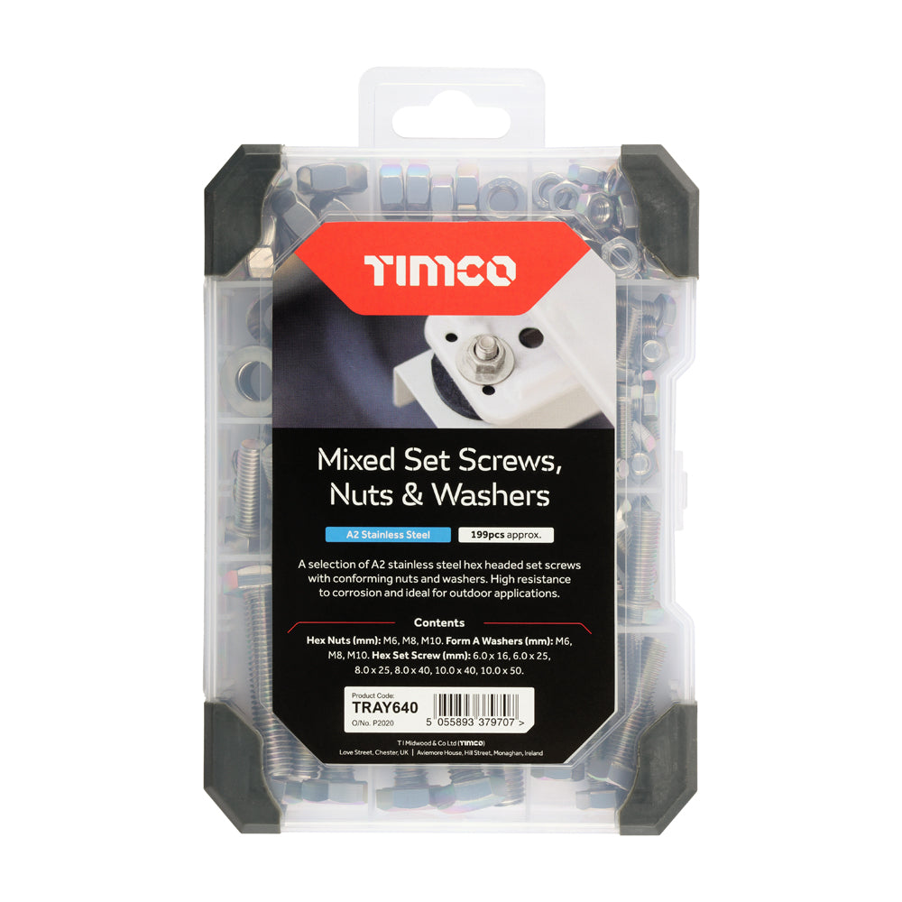 Mix Set Screws Nuts Washers SS - 199pcs | Tray of 199