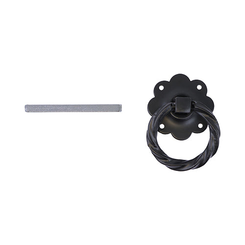 Twisted Ring Gate Latch Black - 6" | Plain Bag
